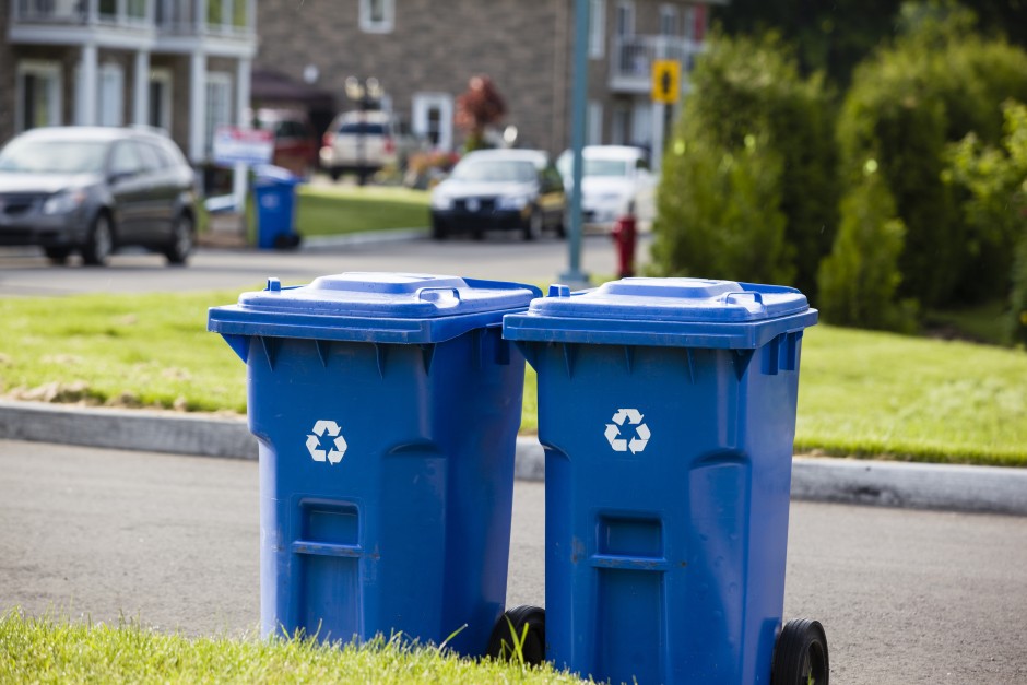 Recycling bins at the curb